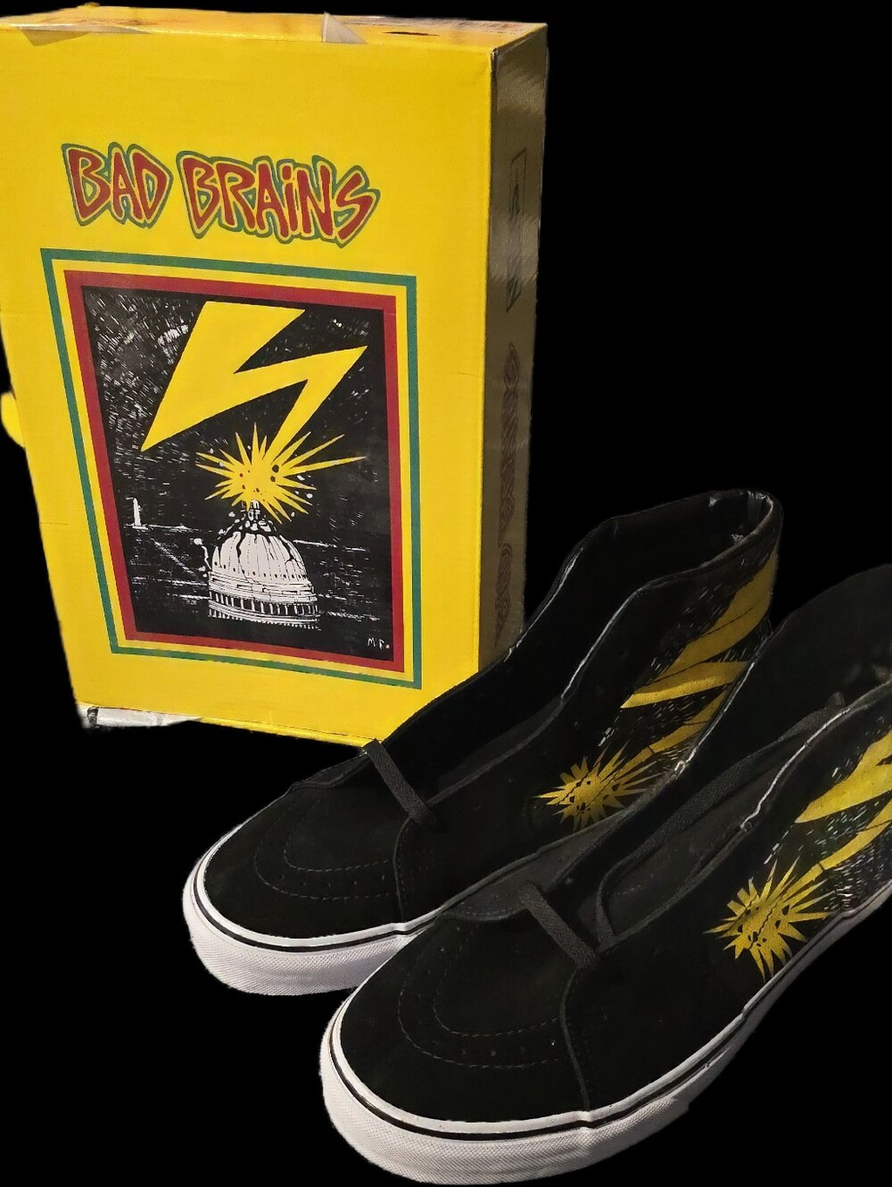 Bad Brains x Vans Black & Yellow High-Top Skate Shoes